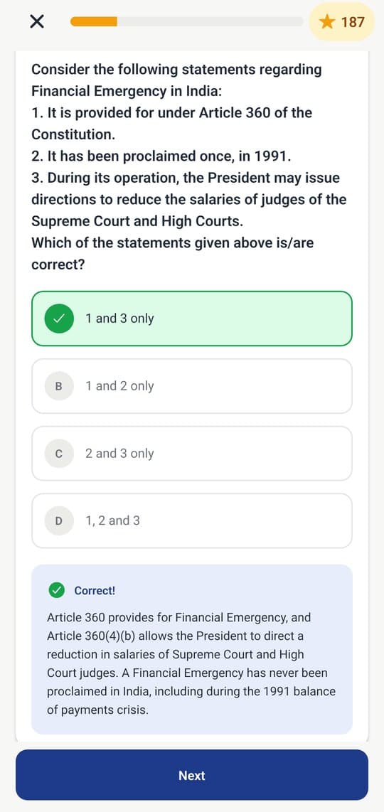 PrelimsDaily quiz: a statement-style UPSC question with its explanation